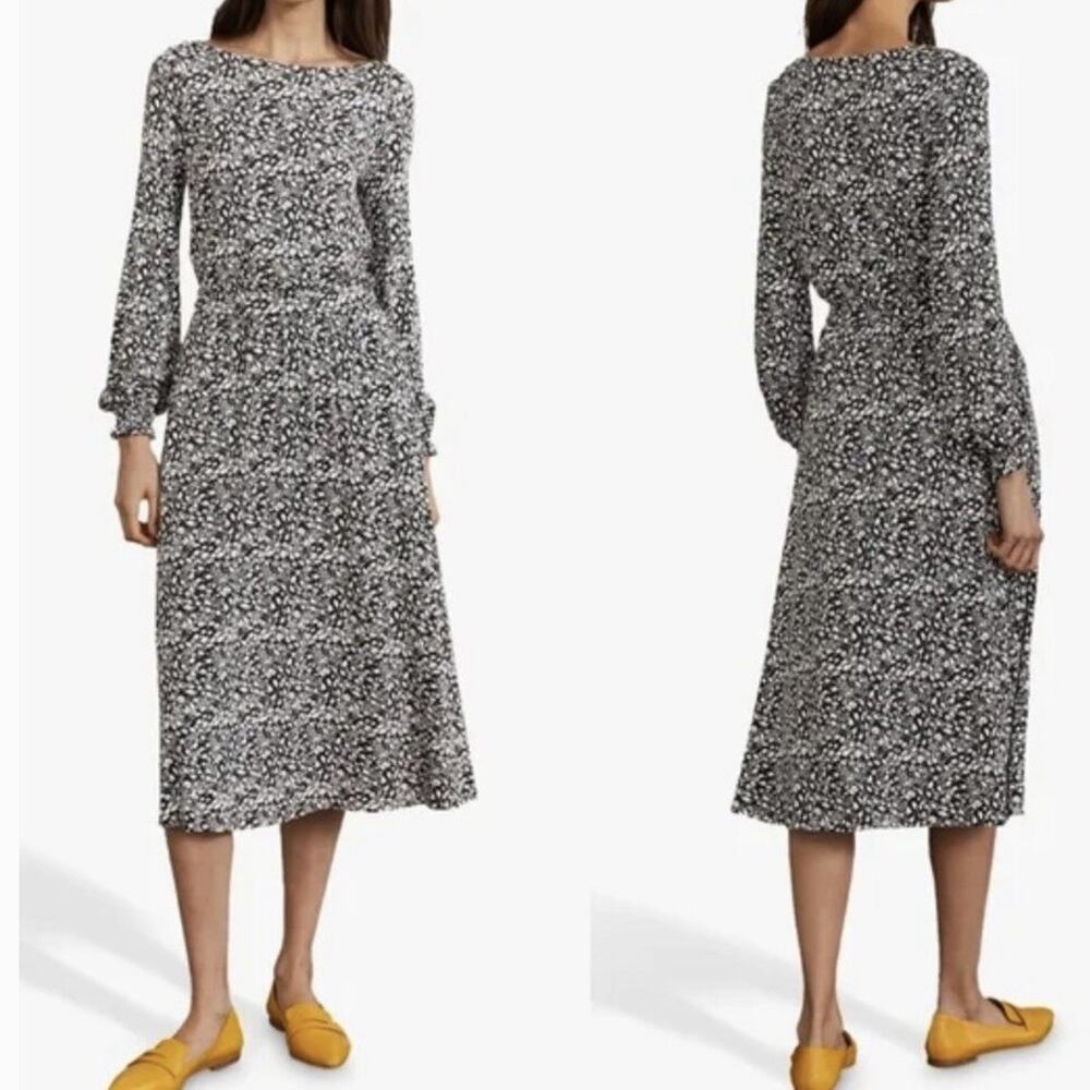 Boden Evelyn Jersey Knit Midi Dress Black White Floral Size 6 Petite